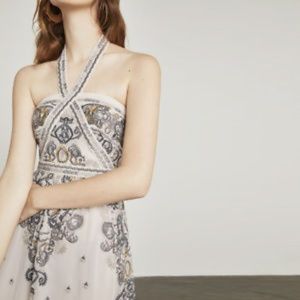 BCBG MAXAZRIA Embroidered Halter Gown